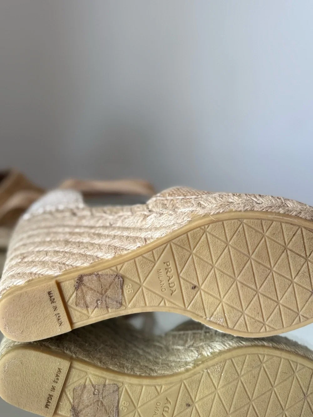 Prada Canvas Espadrille Wedge Tie-Ankle Shoes $850 36